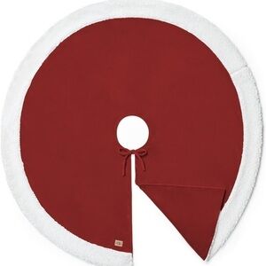 UGG Exclusive Bliss Large Round Tree Skirt with Ties::CHERRY RED WHITE Trim NWOT